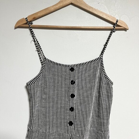 Caution to the Wind Black & White Striped Sleeveless Jumpsuit  - Size S - Picture 6 of 9